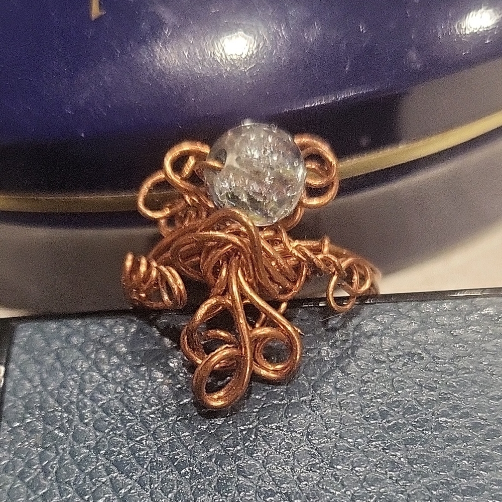 Elegant Copper Wire Wrapped Ring - Size 9